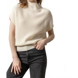NEW LILLA P ribbed funnel neck sweater in beige